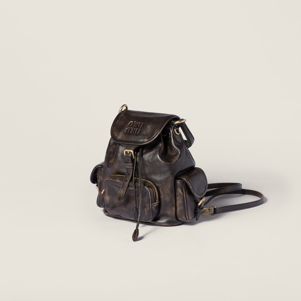 Miu Miu Leather backpack Coffee