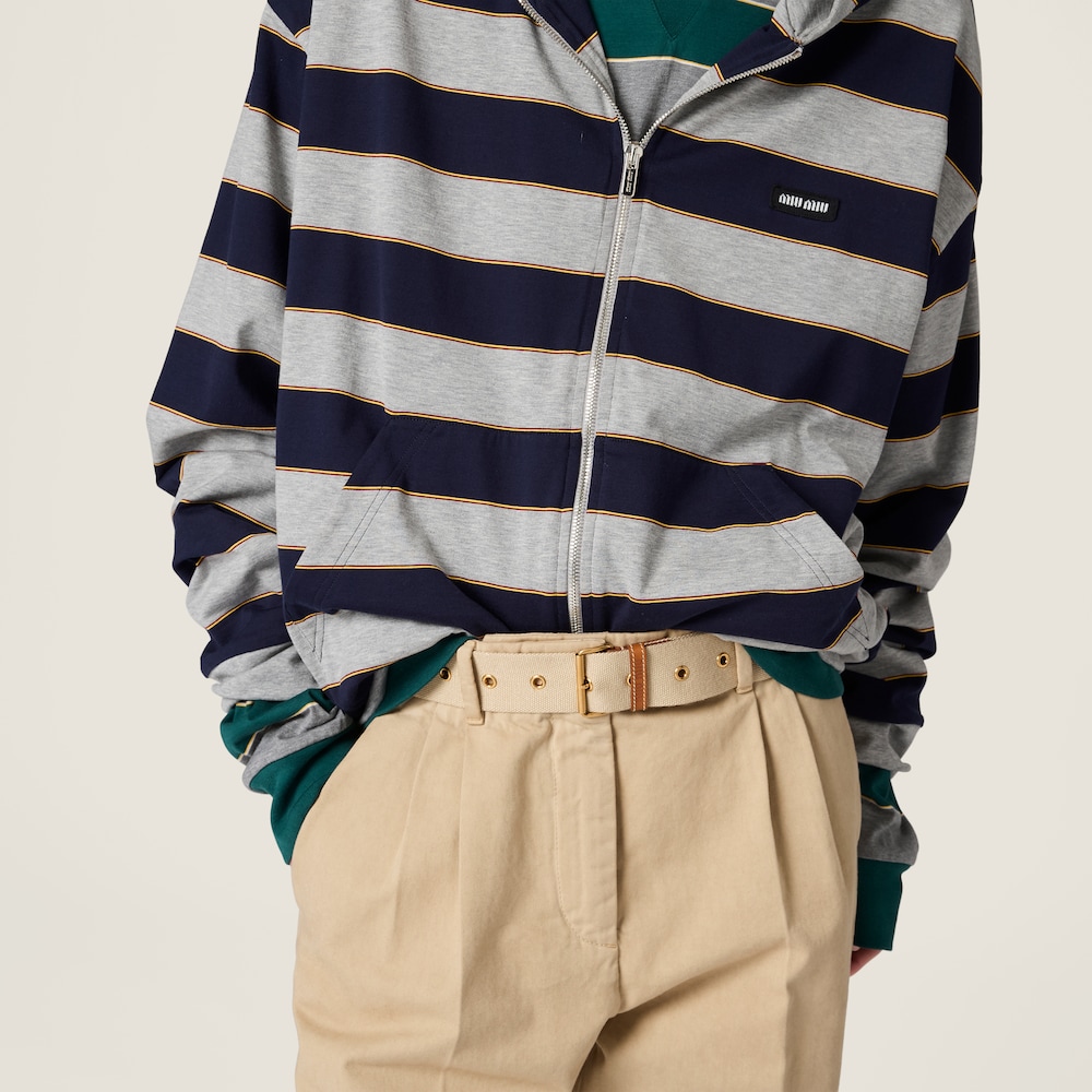 Miu Miu Striped jersey hoodie Blue / Grey