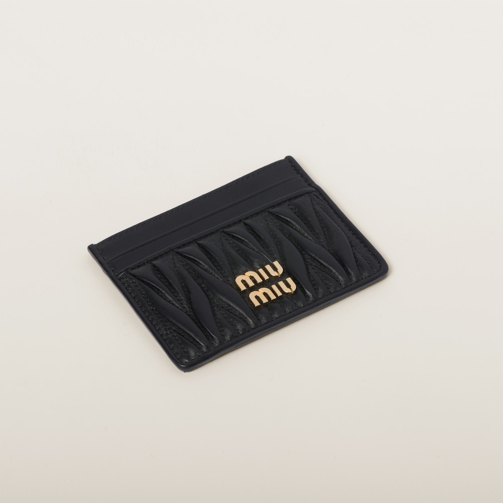 Miu Miu Matelassé nappa leather card holder Black