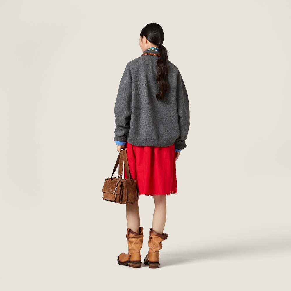 Miu Miu Cashmere and jersey zipper sweater Slate Gray