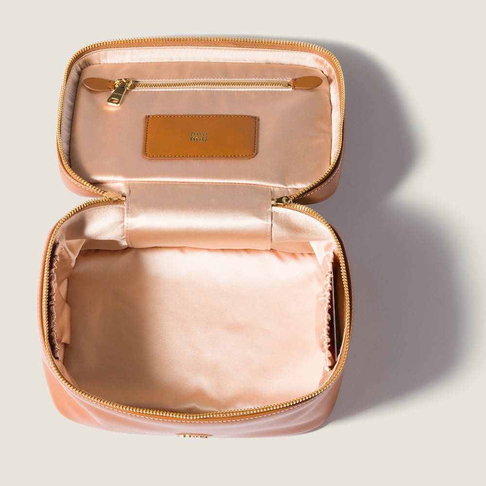 Miu Miu Leather beauty case - Cognac