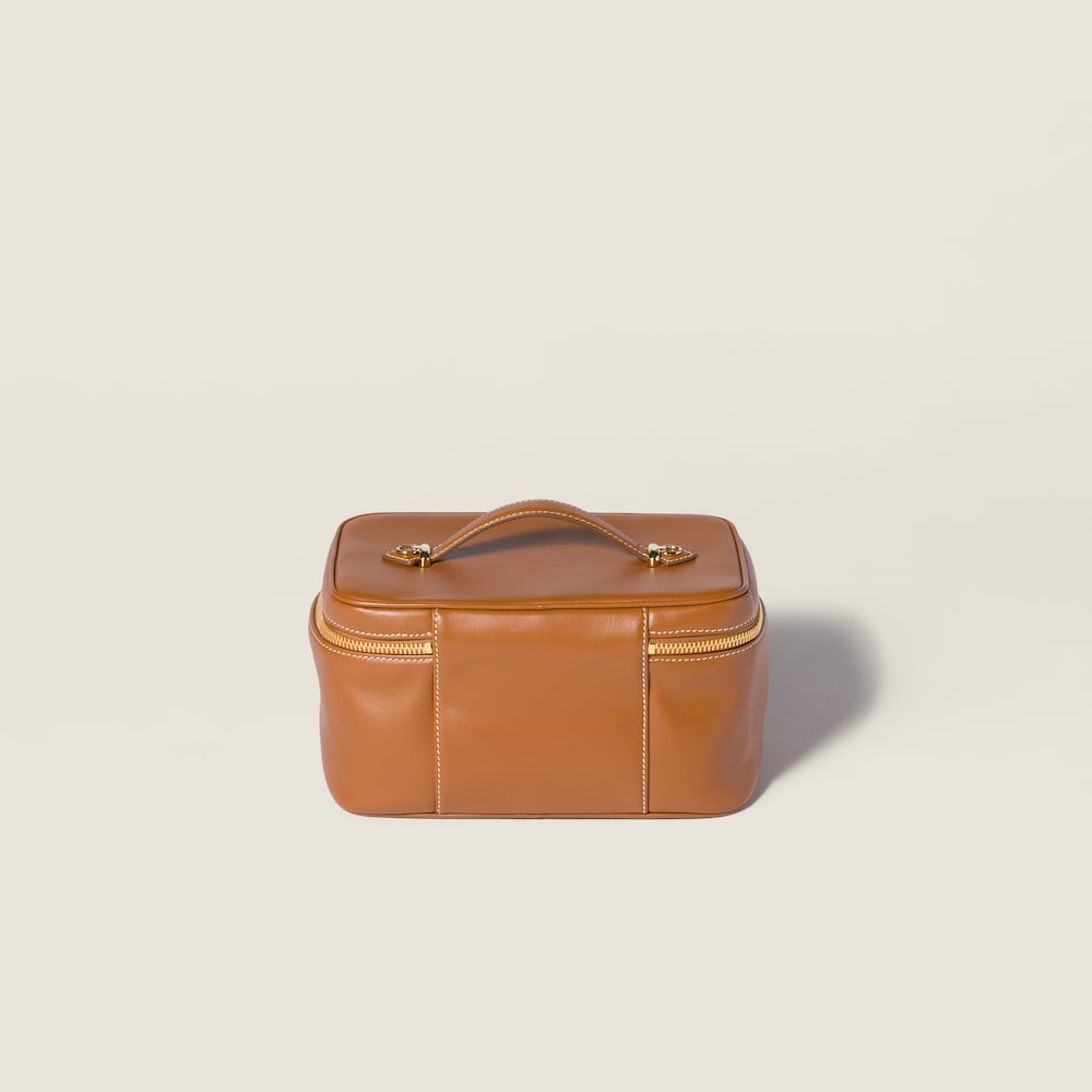 Miu Miu Leather beauty case - Cognac
