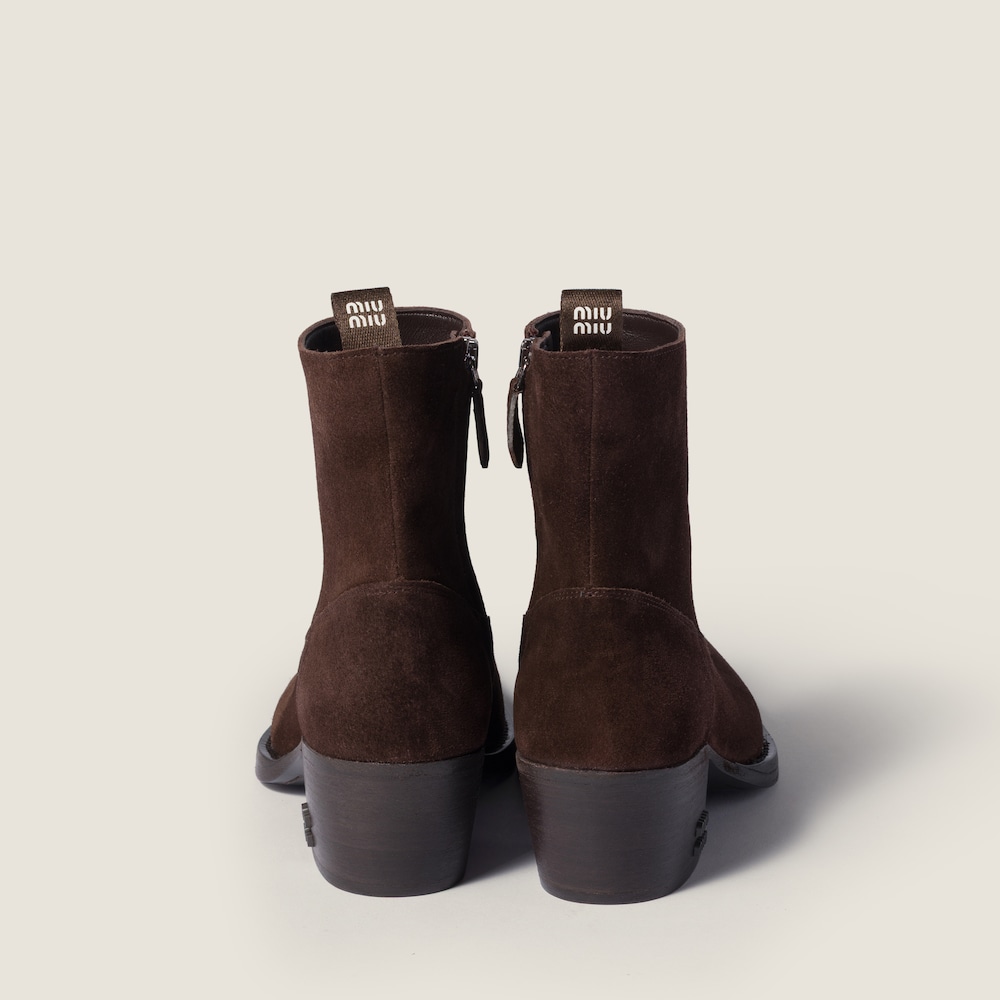 Miu Miu Suede ankle boots Dark Brown