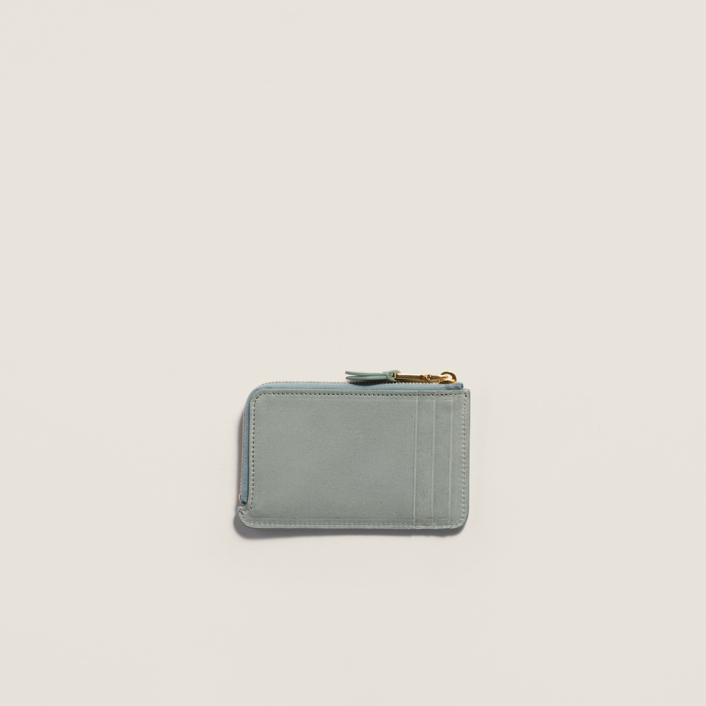 Miu Miu Nappa leather envelope card holder Powder Blue