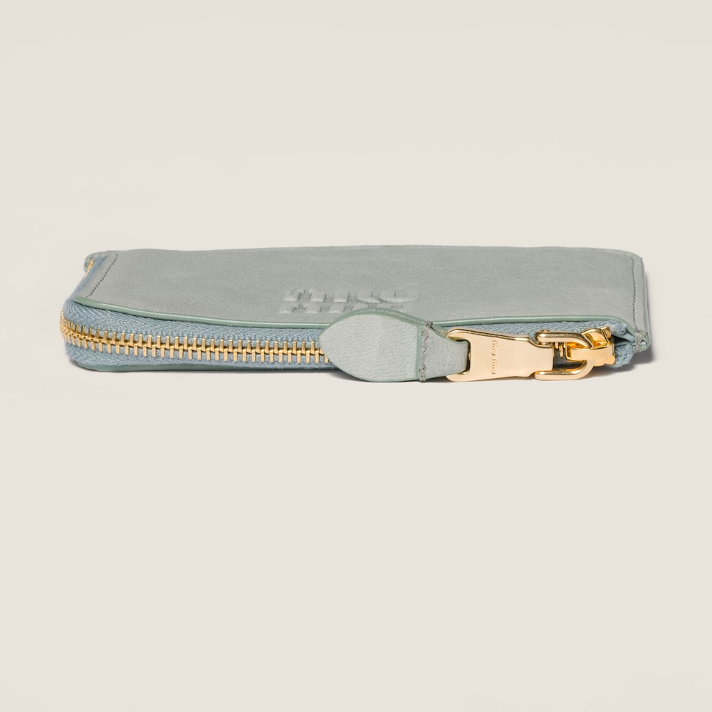 Miu Miu Nappa leather envelope card holder Powder Blue