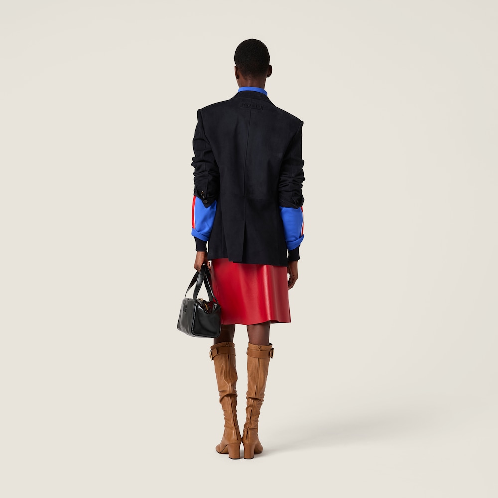 Miu Miu Waxed suede leather jacket Navy