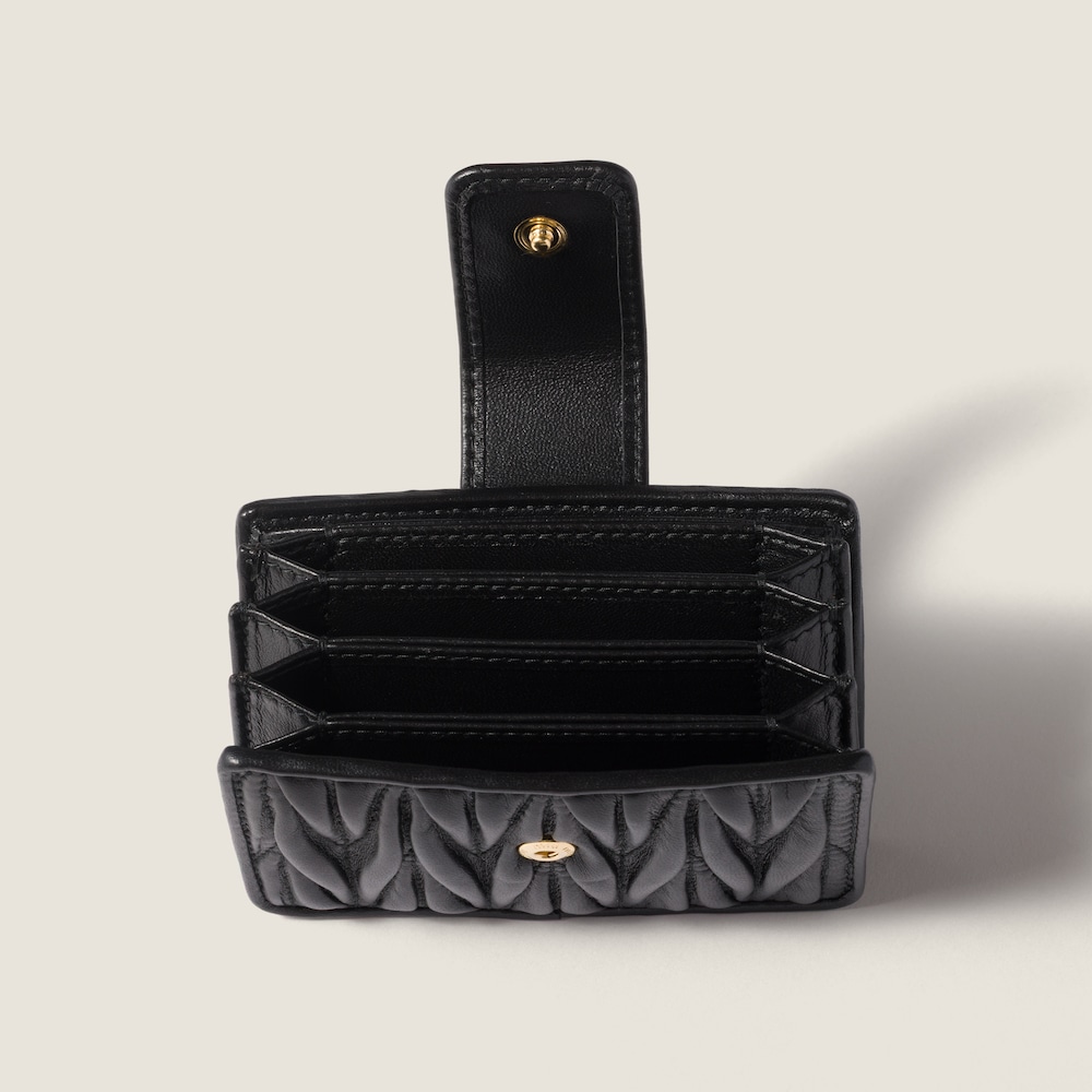Miu Miu Matelassé nappa leather card holder Black