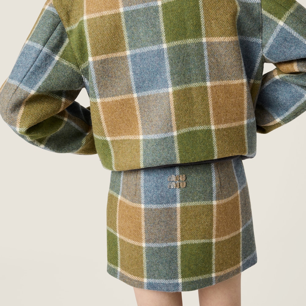 Miu Miu Checked miniskirt Camel / Aviator Blue