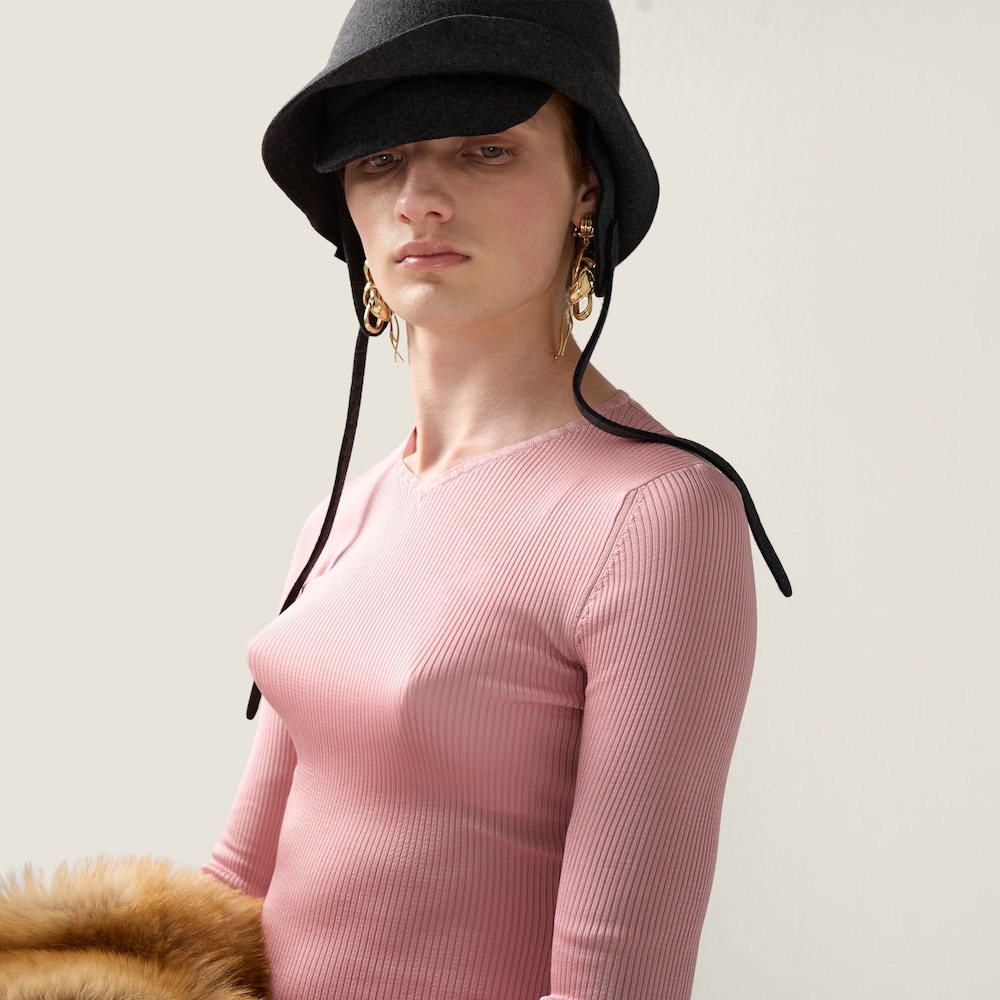 Miu Miu Silk V-neck sweater Begonia Pink