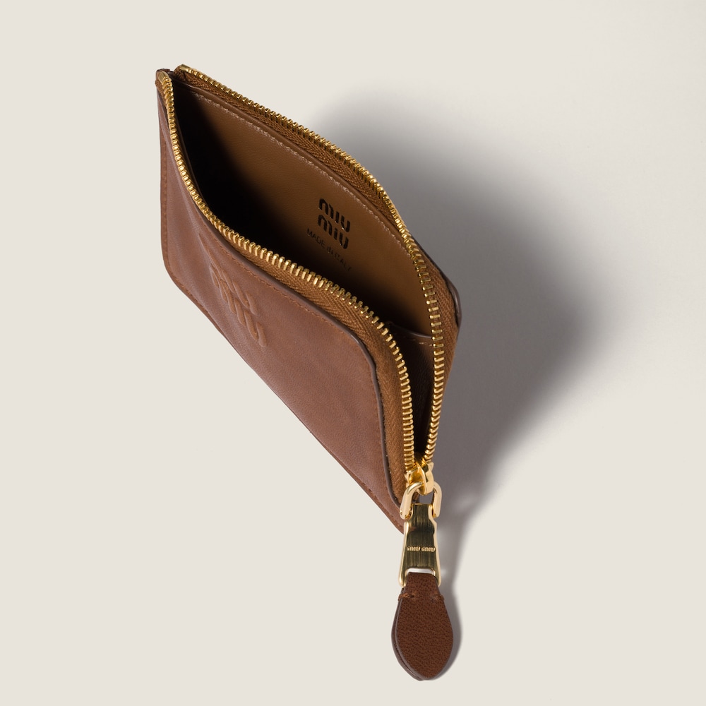 Miu Miu Nappa leather envelope card holder Oak