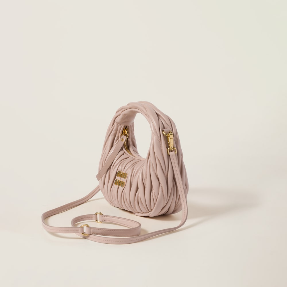 Miu Miu Wander matelassé nappa leather hobo mini-bag Powder Pink