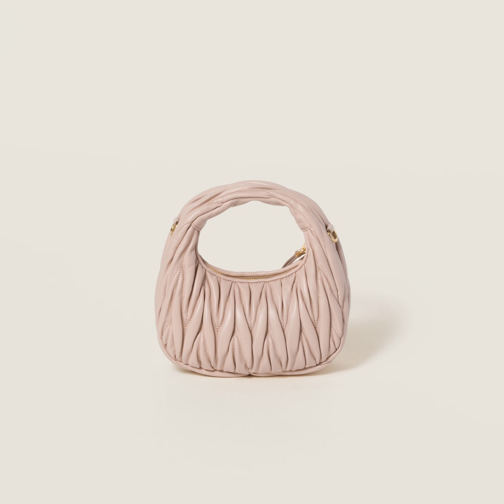 Miu Miu Wander matelassé nappa leather hobo mini-bag Powder Pink