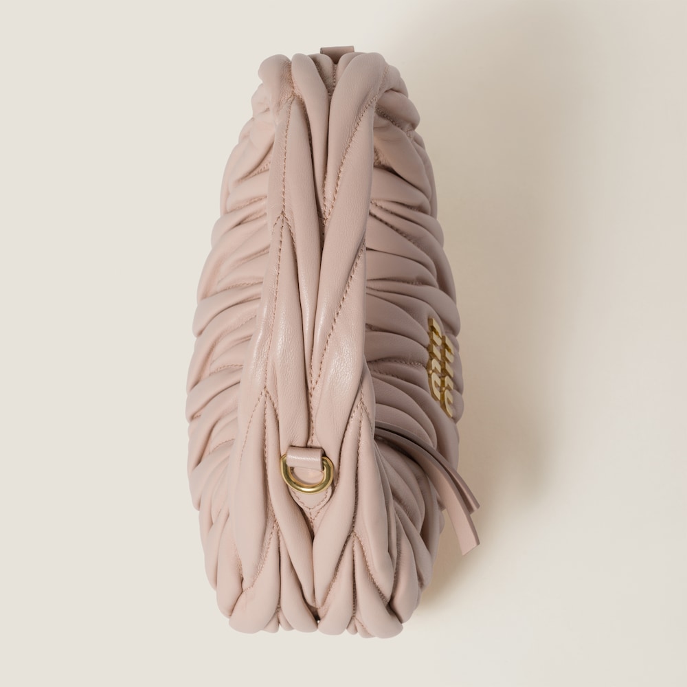 Miu Miu Wander matelassé nappa leather hobo mini-bag Powder Pink