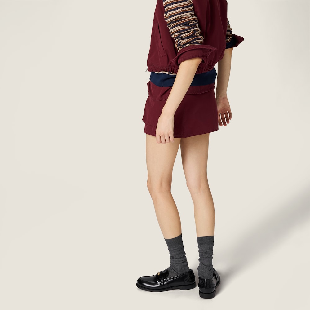 Miu Miu Washed poplin miniskirt Amaranth Red / Maize Yellow