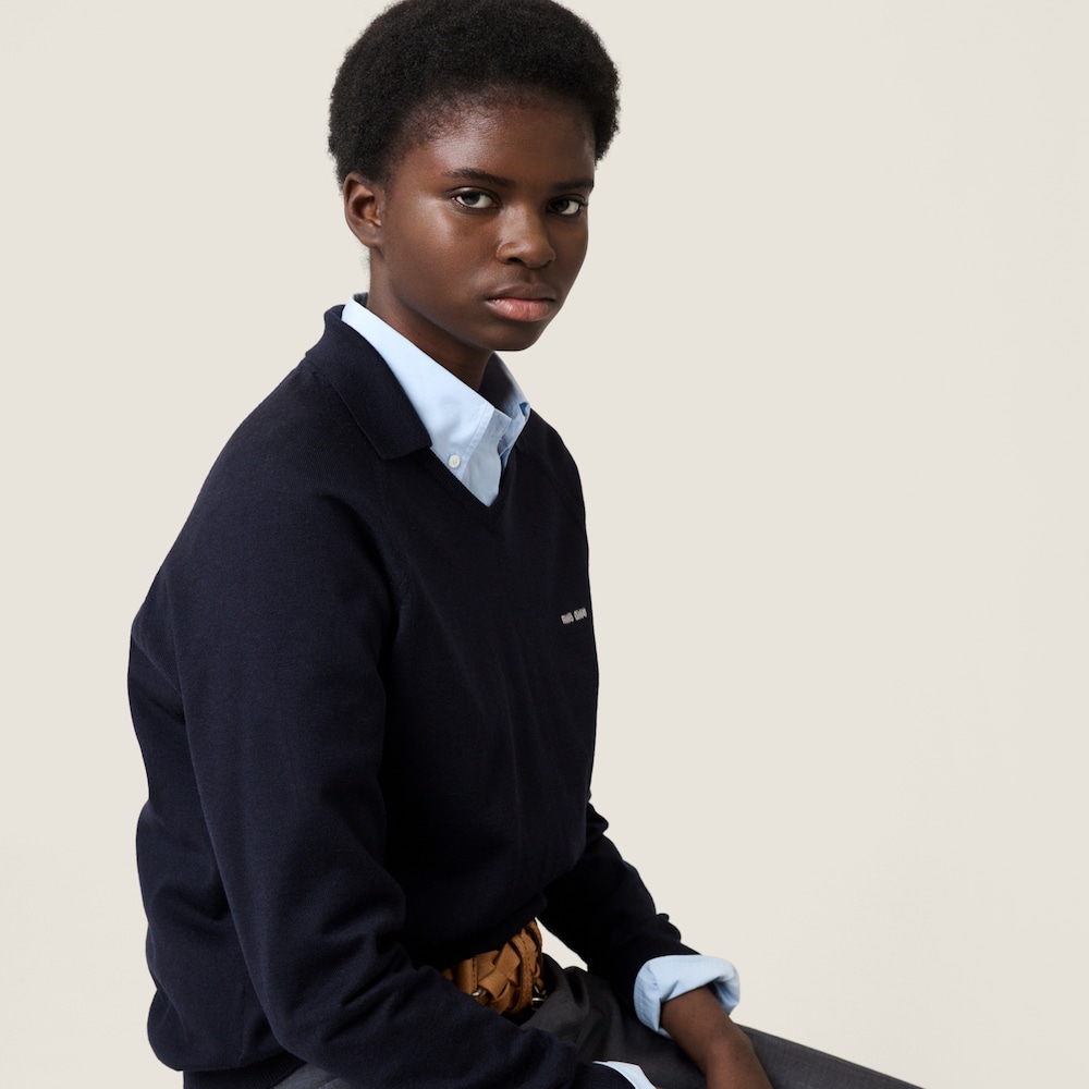 Miu Miu Wool polo sweater Blue / Grey