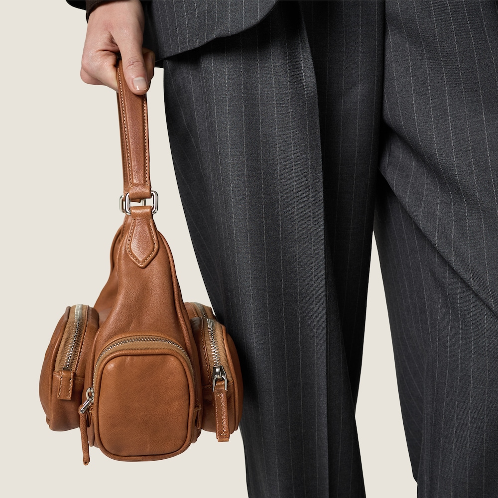 Miu Miu Pocket nappa leather bag Caramel