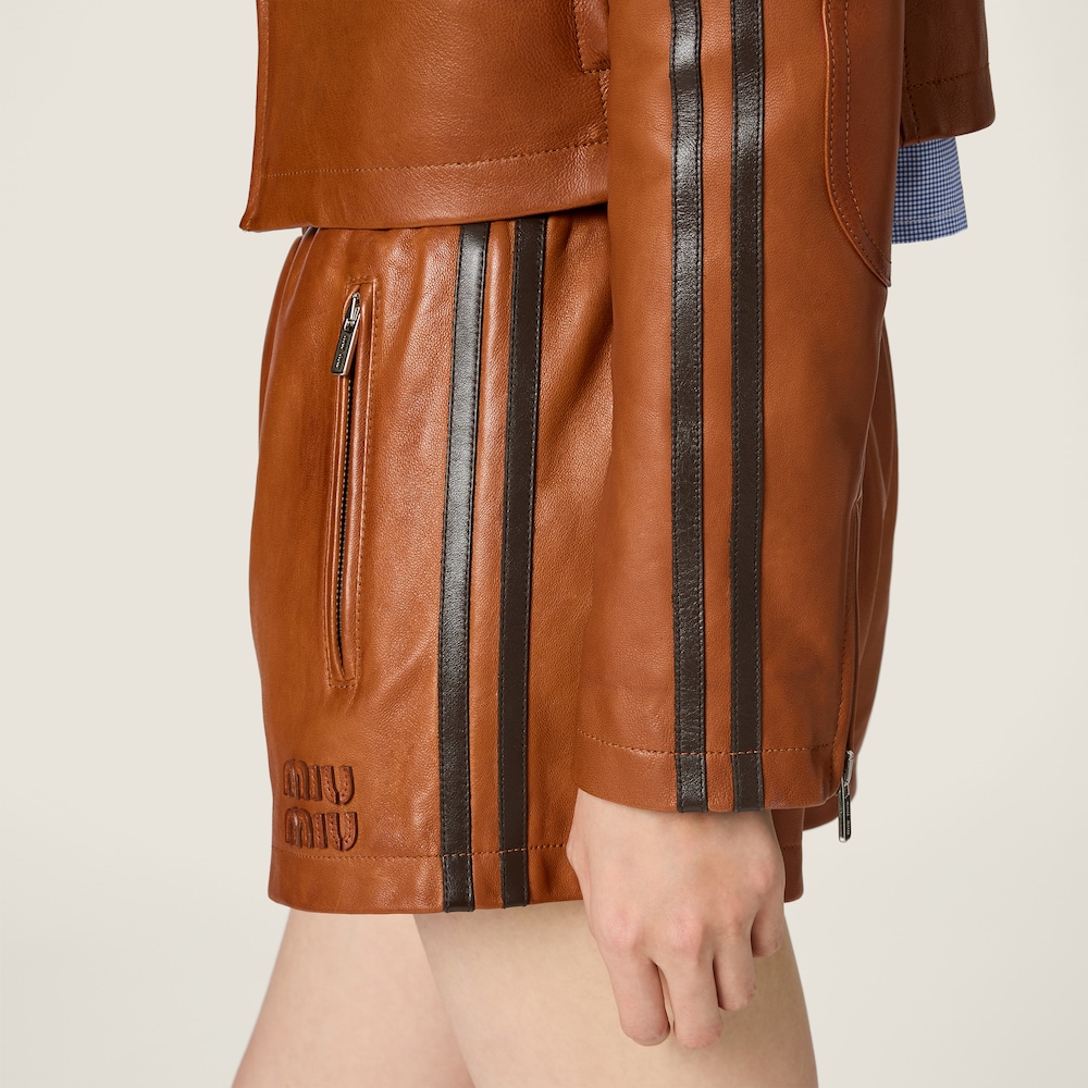 Miu Miu Nappa leather shorts Brandy