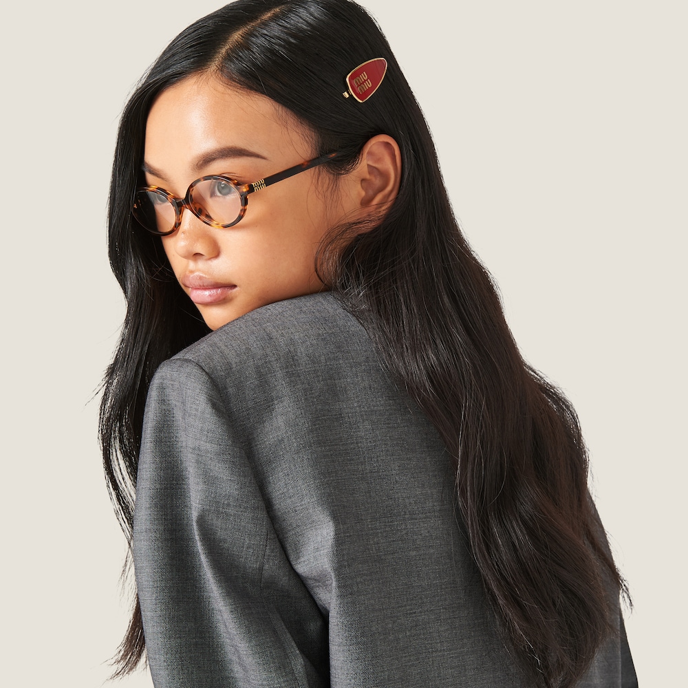 Miu Miu Enameled metal hair clip - Red