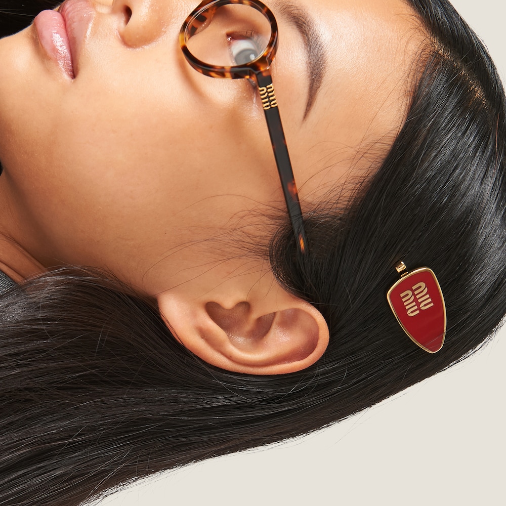 Miu Miu Enameled metal hair clip - Red