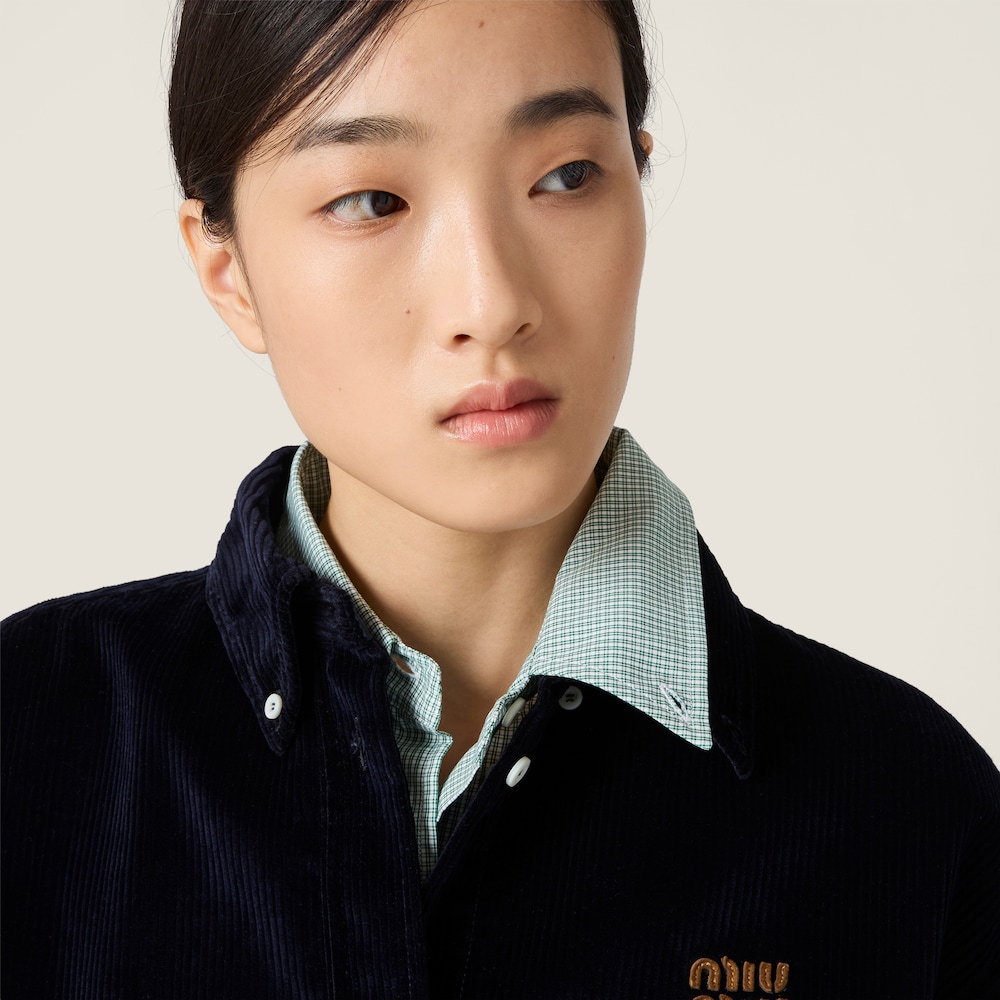 Miu Miu Corduroy and suede shirt Navy
