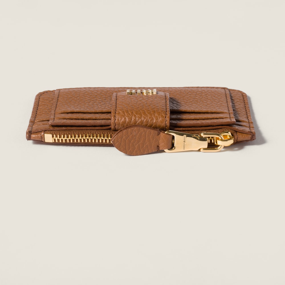 Miu Miu Leather card holder Cognac