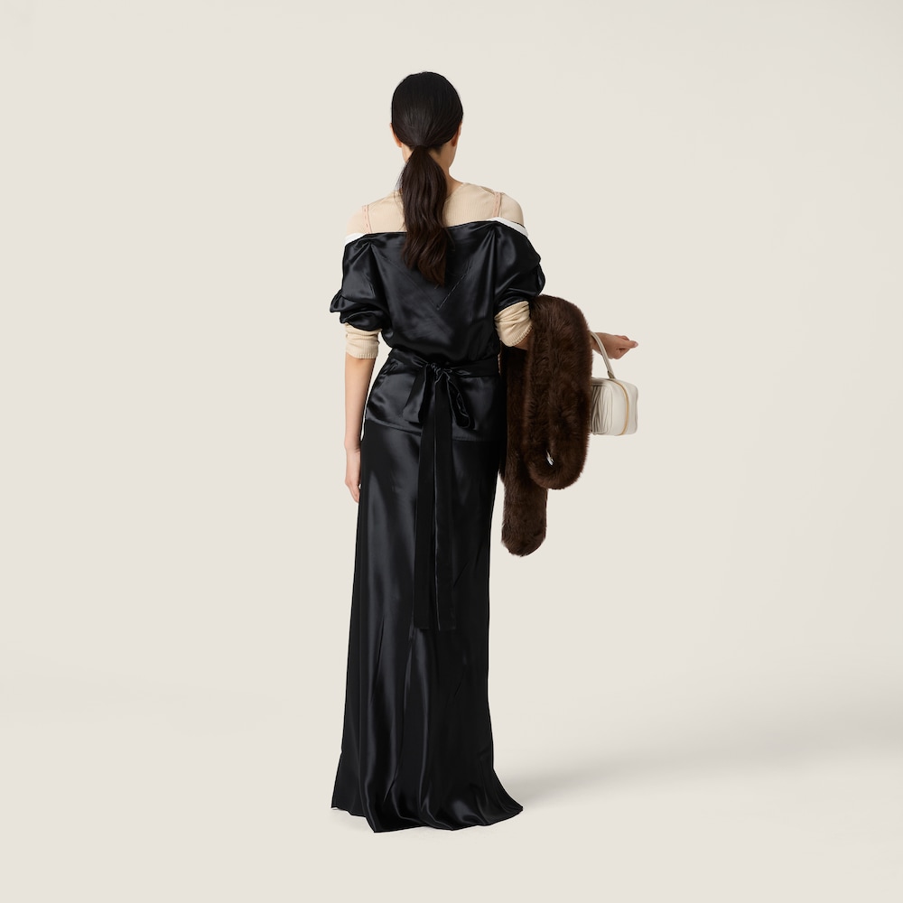 Miu Miu Long satin dress Black