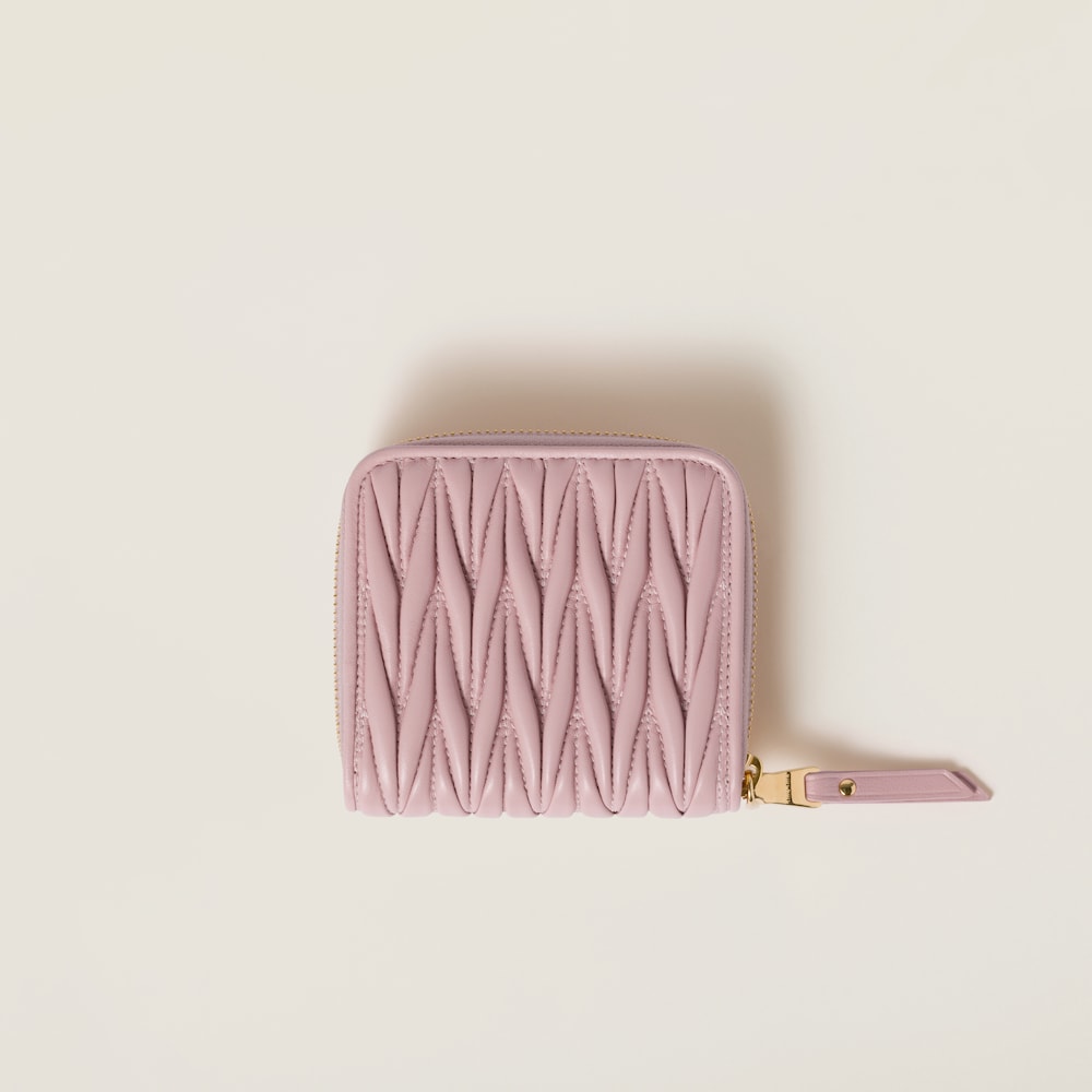 Miu Miu Small matelassé nappa leather wallet Alabaster Pink