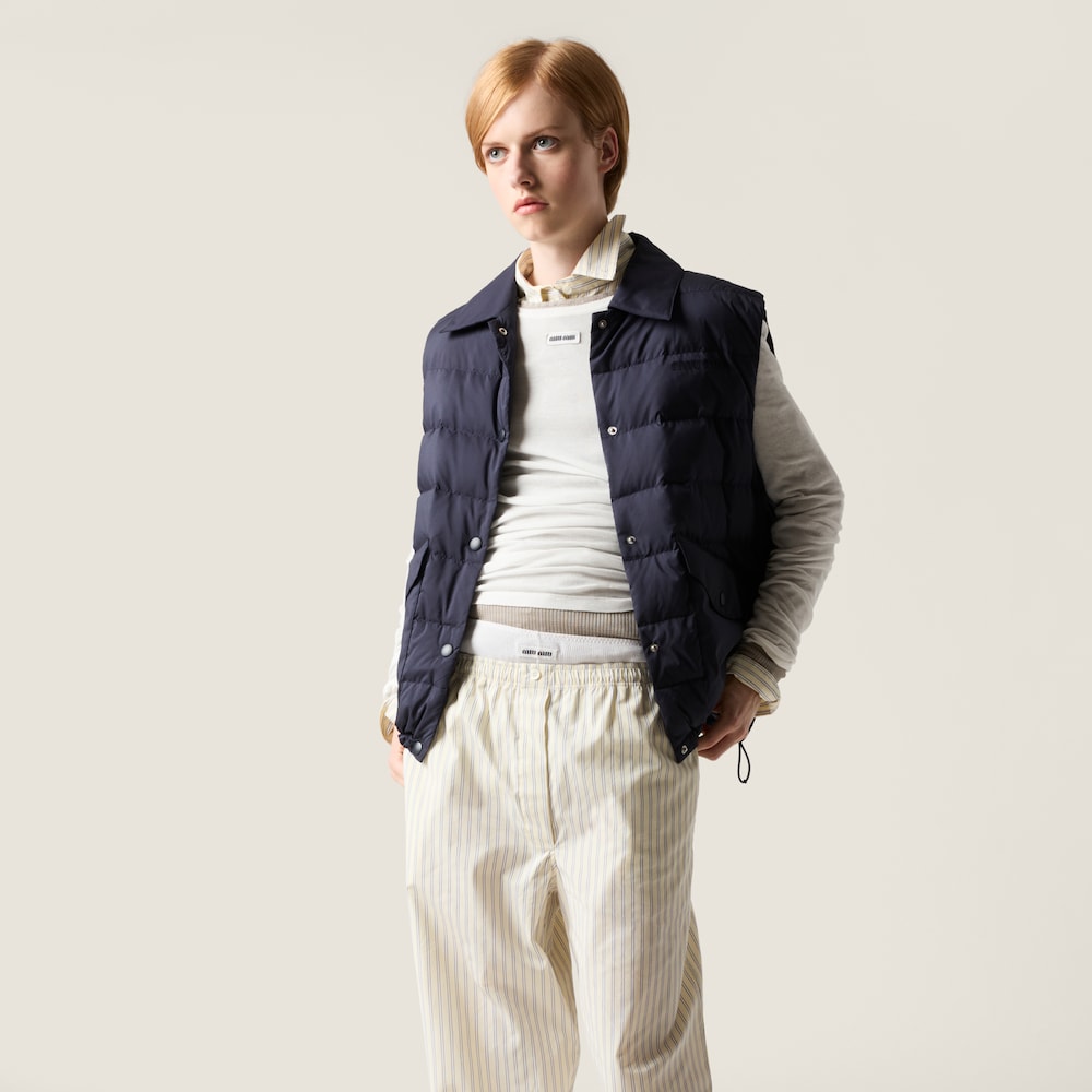Miu Miu Technical pongé down vest Navy