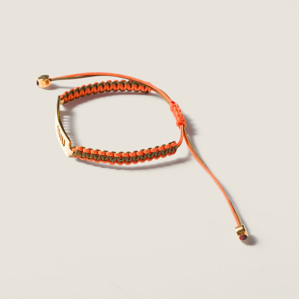 Miu Miu Cotton and metal bracelet Gold / Olive / Orange