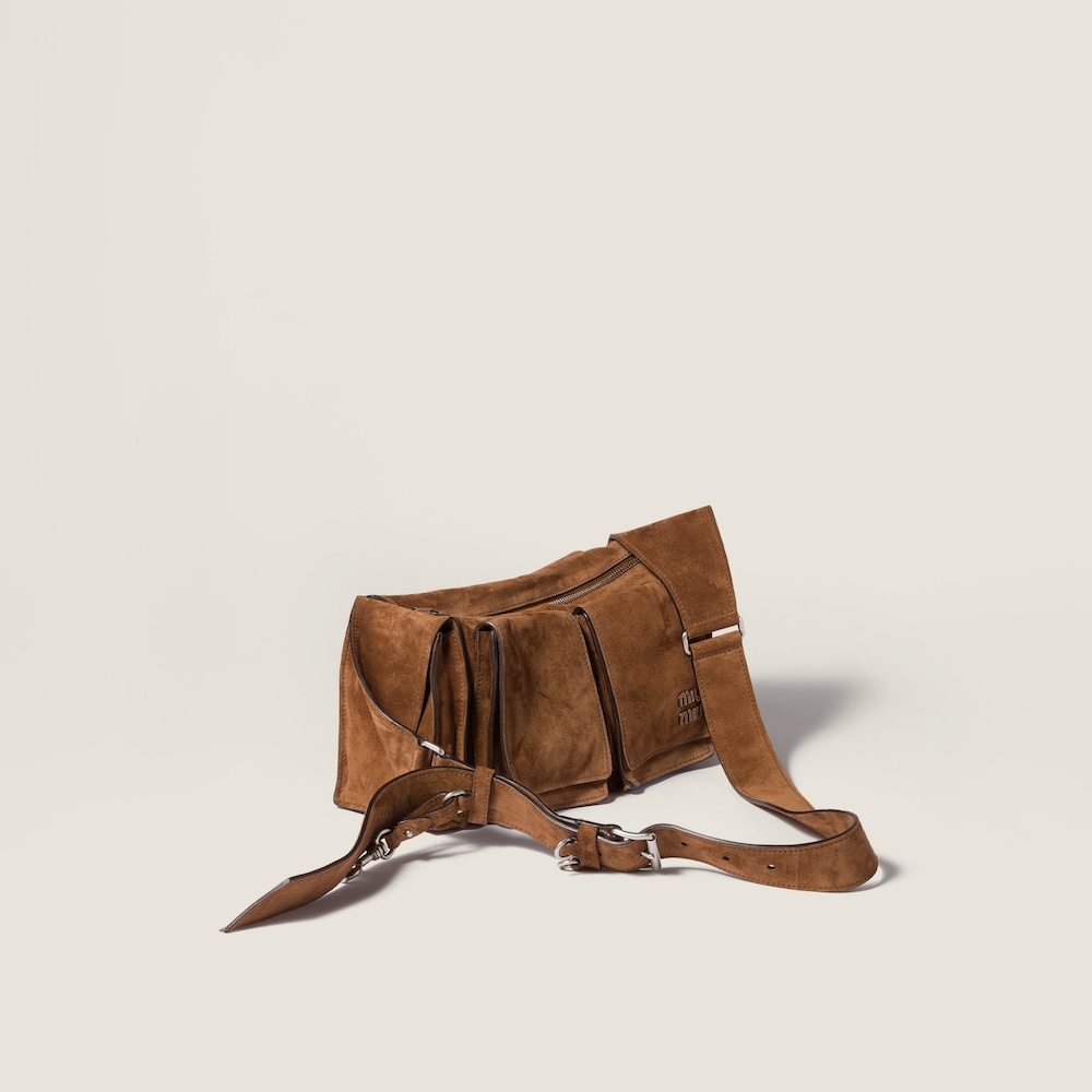 Miu Miu Utilitaire suede shoulder bag Cocoa Brown