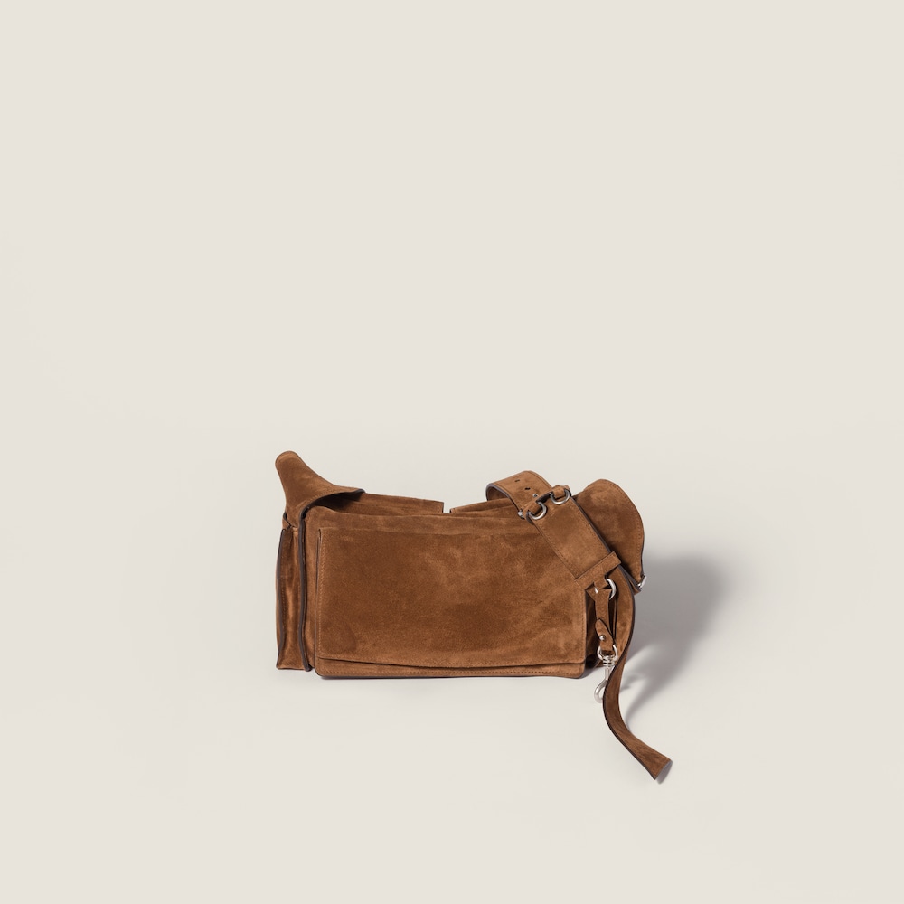 Miu Miu Utilitaire suede shoulder bag Cocoa Brown
