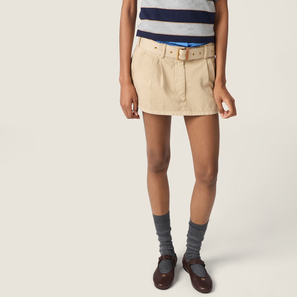 Miu Miu Old gabardine miniskirt Beige