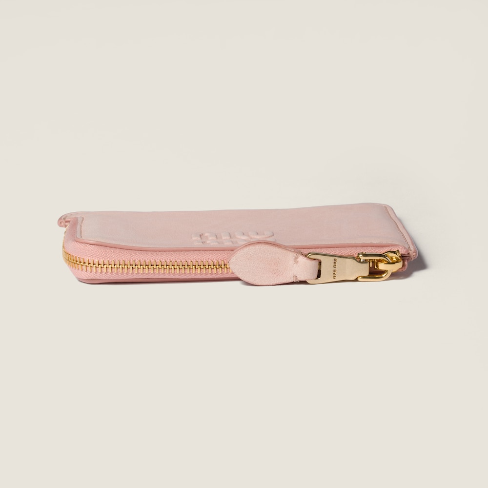 Miu Miu Nappa leather envelope card holder Peach