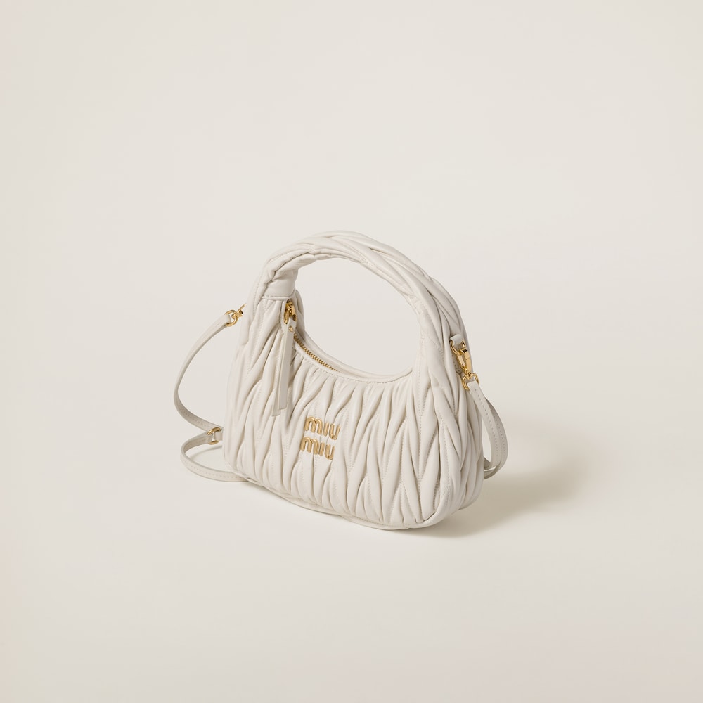 Miu Miu Wander matelassé nappa leather hobo bag White