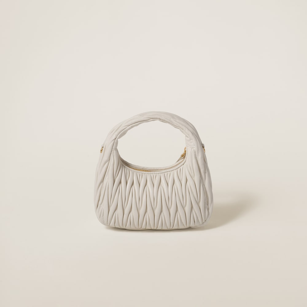 Miu Miu Wander matelassé nappa leather hobo bag White