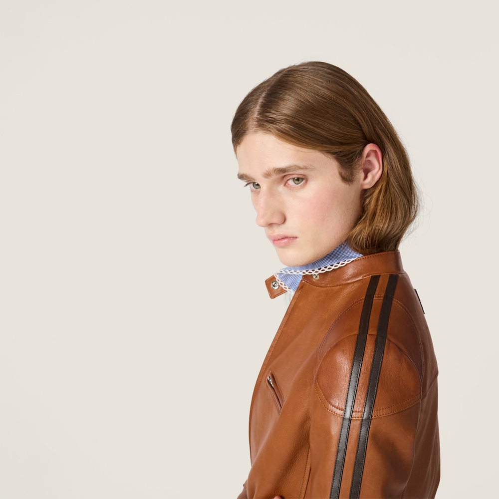 Miu Miu Nappa leather jacket Brandy