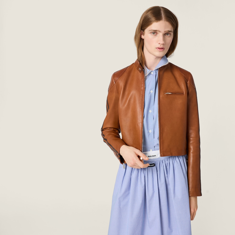 Miu Miu Nappa leather jacket Brandy