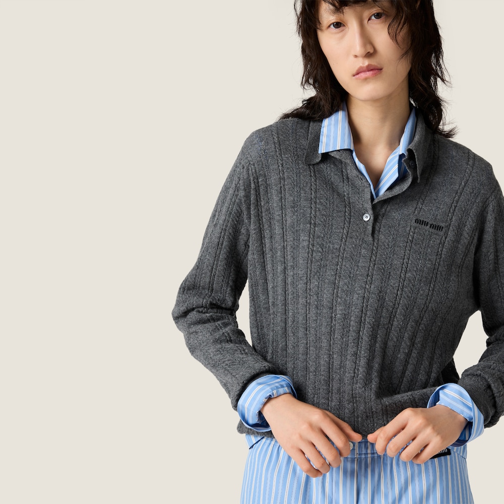 Miu Miu Cashmere polo sweater Slate Gray