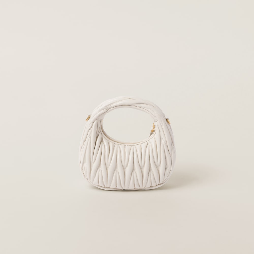 Miu Miu Wander matelassé nappa leather hobo mini-bag White
