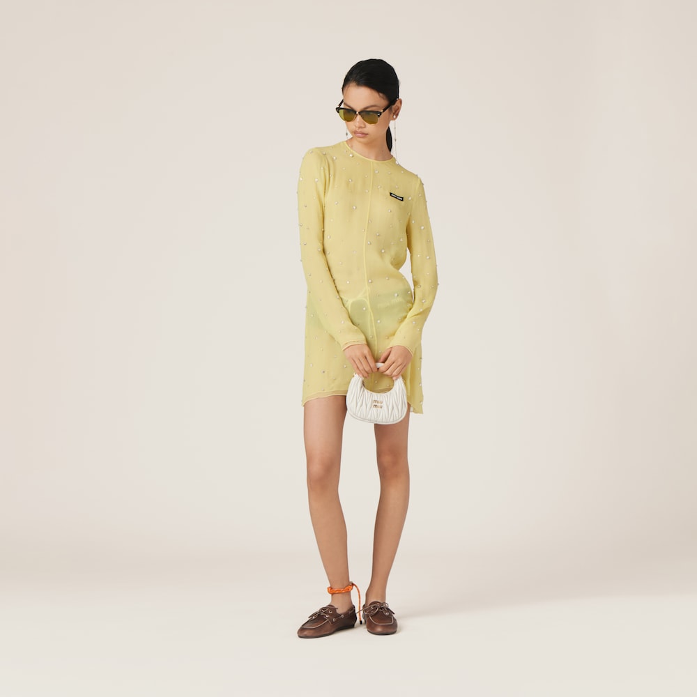 Miu Miu Wander matelassé nappa leather hobo mini-bag White