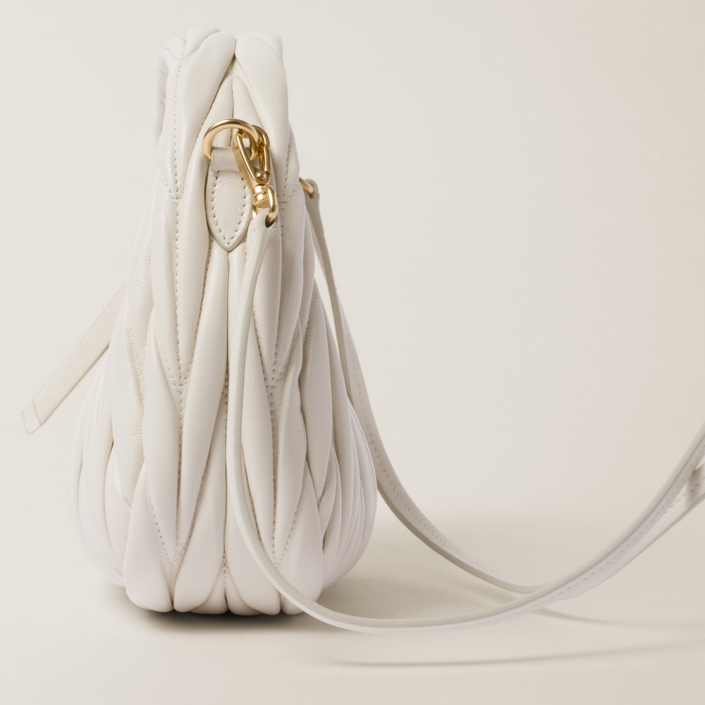 Miu Miu Wander matelassé nappa leather hobo mini-bag White