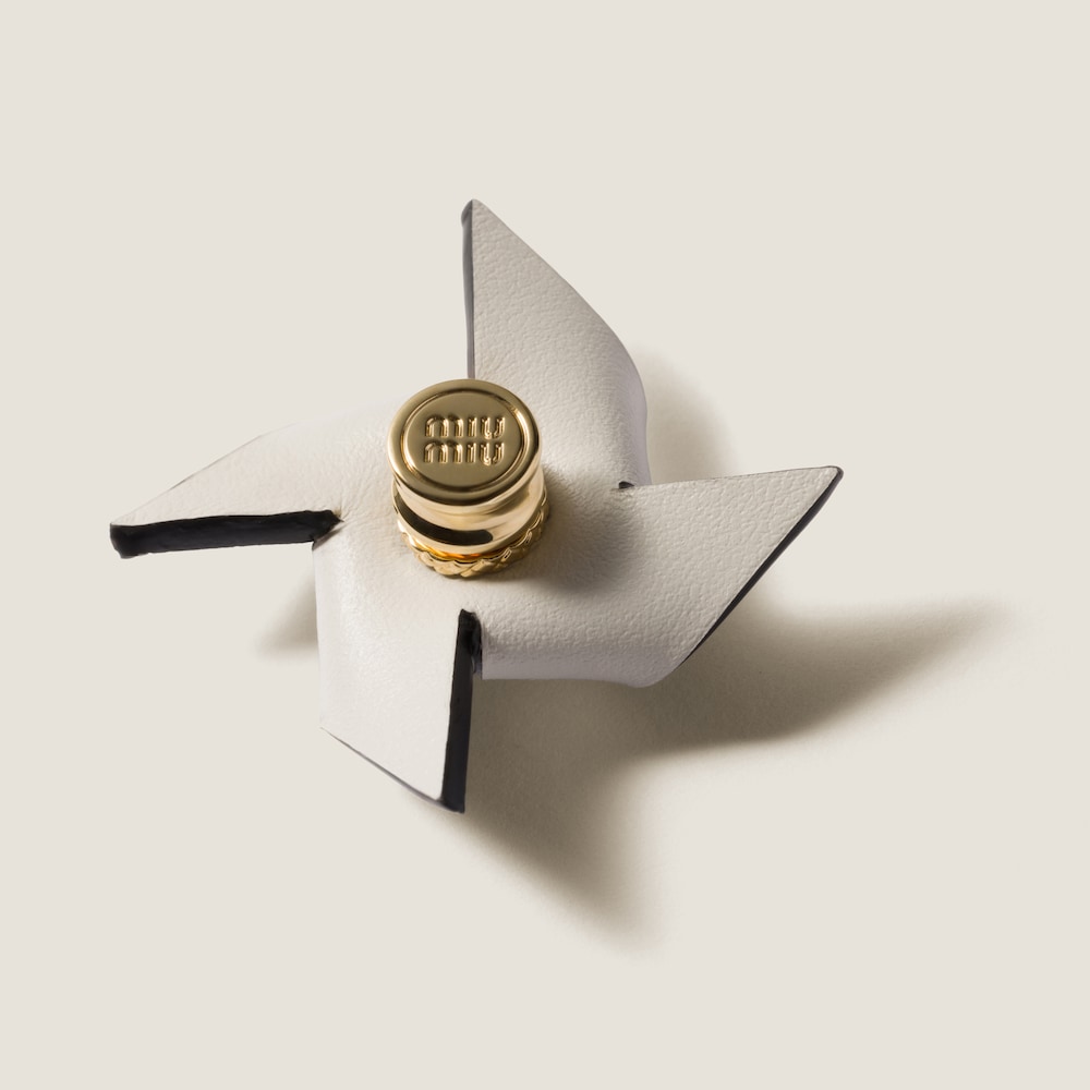 Miu Miu Leather pinwheel brooch - Bright Blue/White