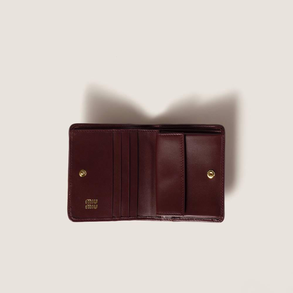 Miu Miu Small matelassé nappa leather wallet Burgundy