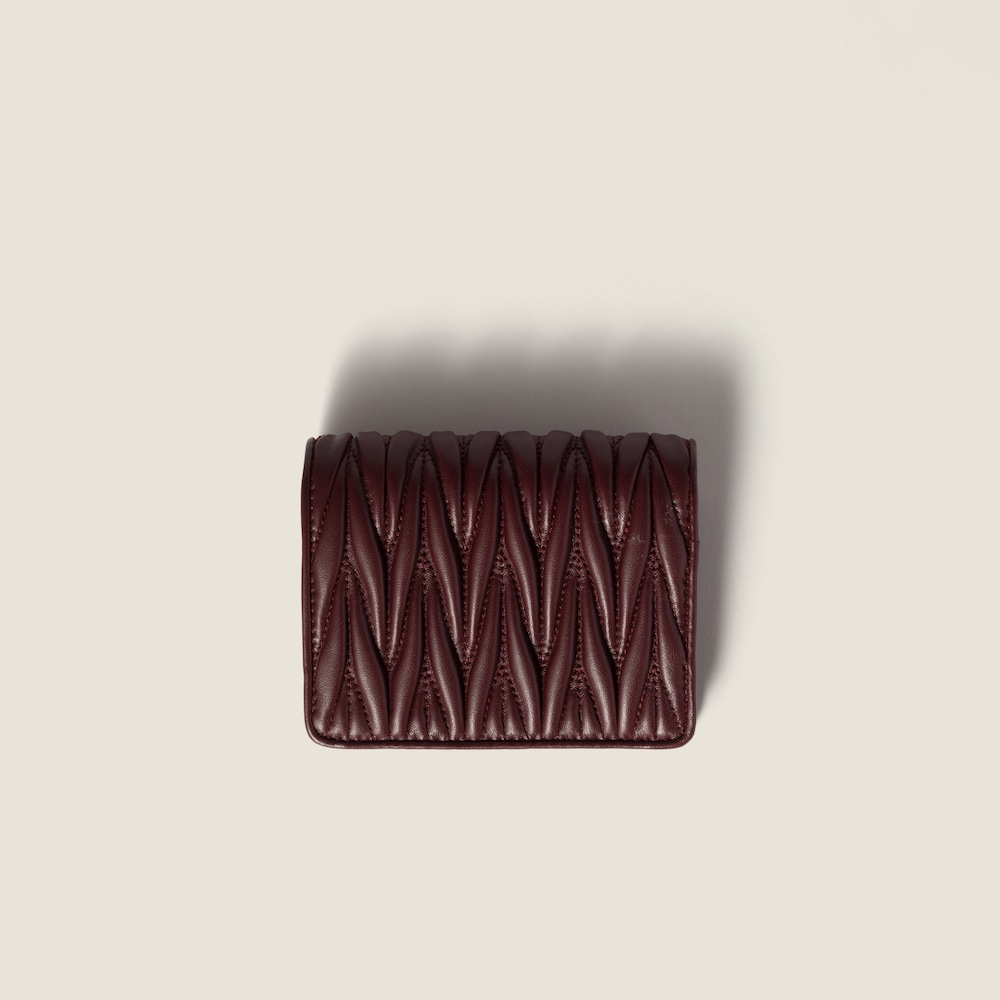 Miu Miu Small matelassé nappa leather wallet Burgundy