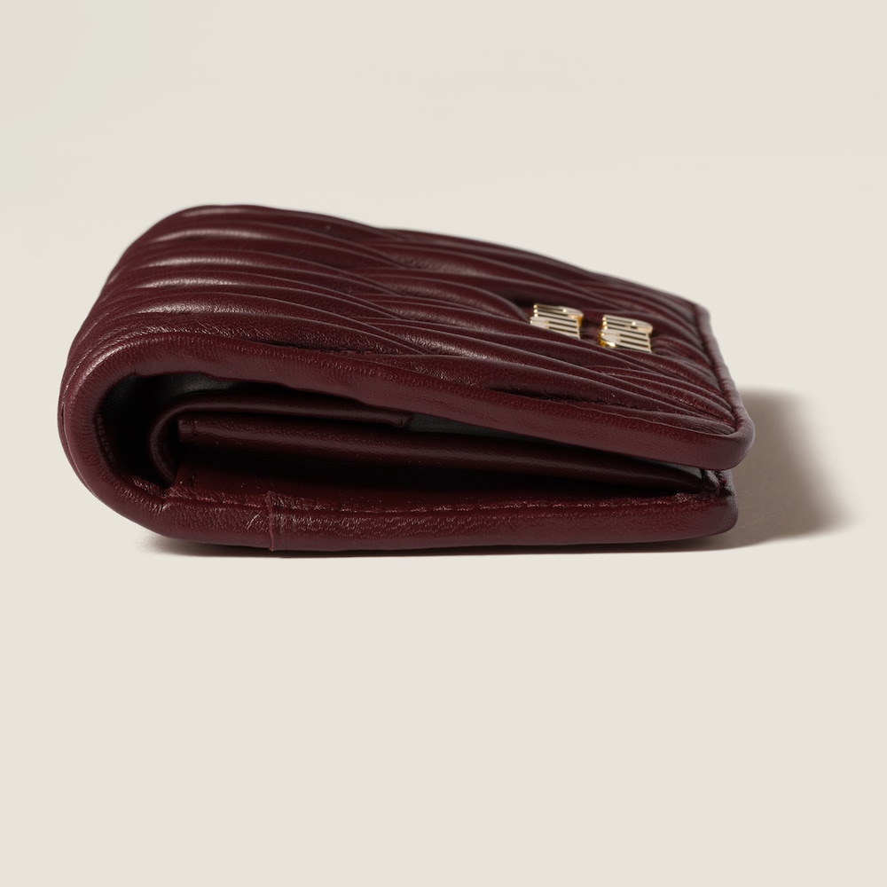 Miu Miu Small matelassé nappa leather wallet Burgundy