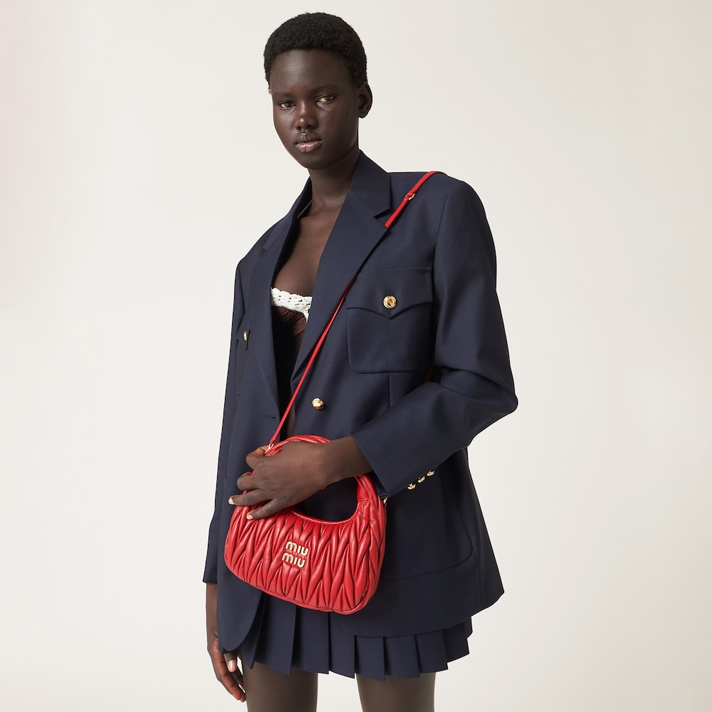 Miu Miu Wander matelassé nappa leather hobo bag Red