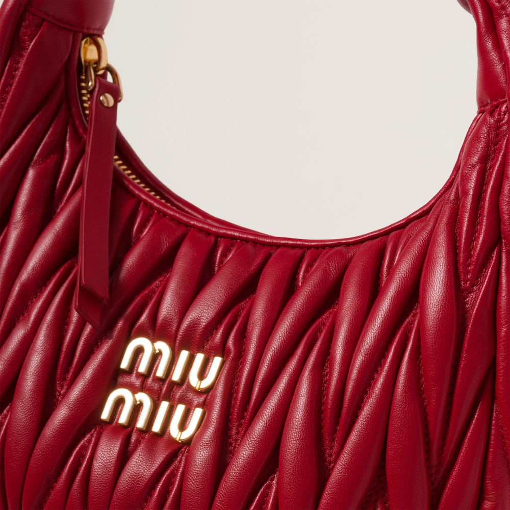 Miu Miu Wander matelassé nappa leather hobo bag Red