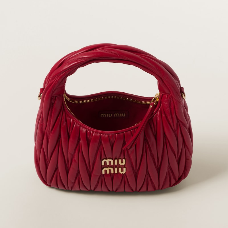 Miu Miu Wander matelassé nappa leather hobo bag Red