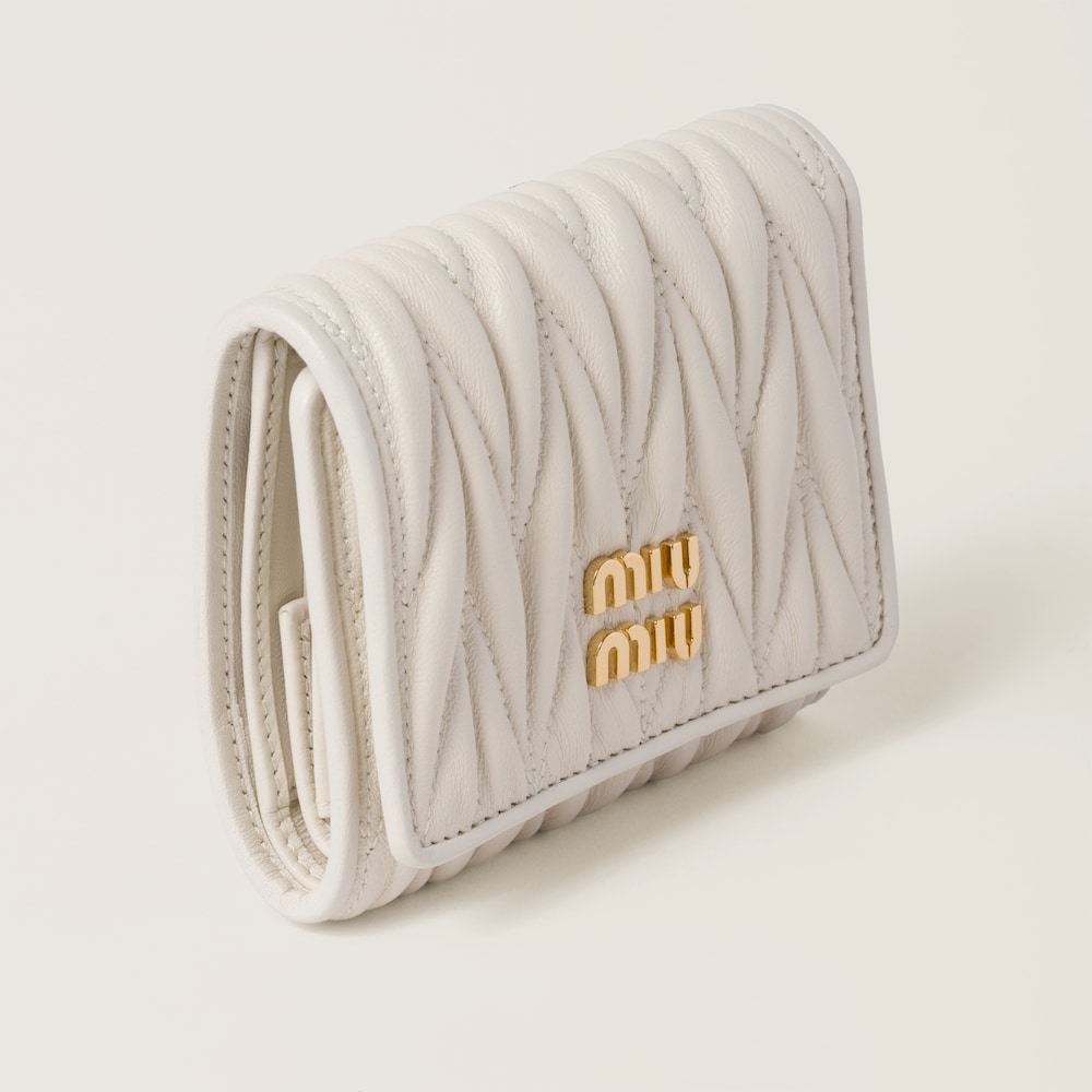 Miu Miu Small matelassé nappa leather wallet White