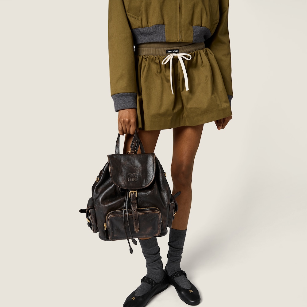 Miu Miu Satin cotton miniskirt Military Green